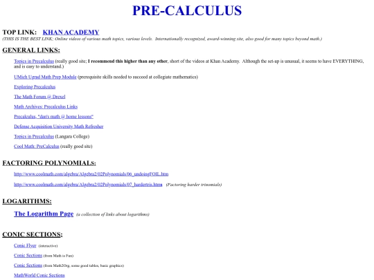 UsefulMathLinks/LinksPreCalculus screenshot