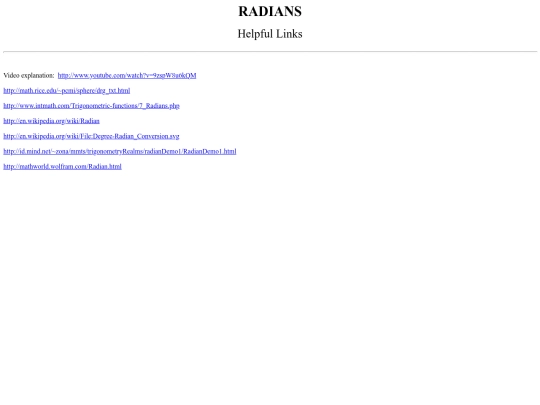 UsefulMathLinks/mathlinksRadians screenshot