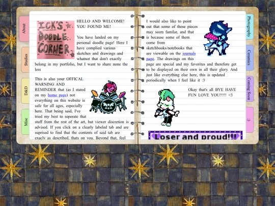portfolio/icksDoodlePage screenshot
