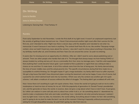 onwriting/Musings/indie/mywriting screenshot