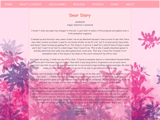 diary screenshot