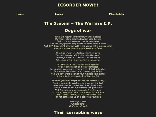 lyrics/thesystem_thewarfare screenshot