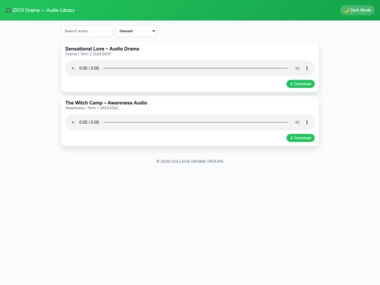 business/zioncollege/audios screenshot
