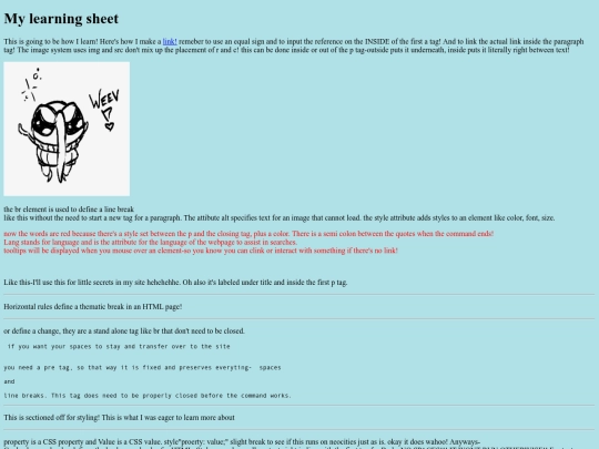 Learning! /learningsheet screenshot