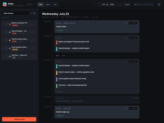 schedule screenshot