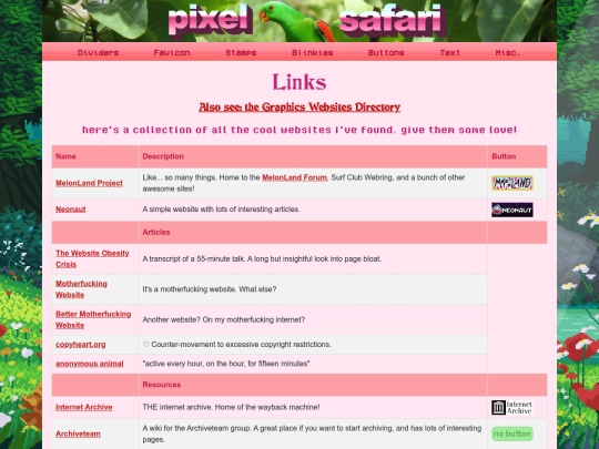 links screenshot