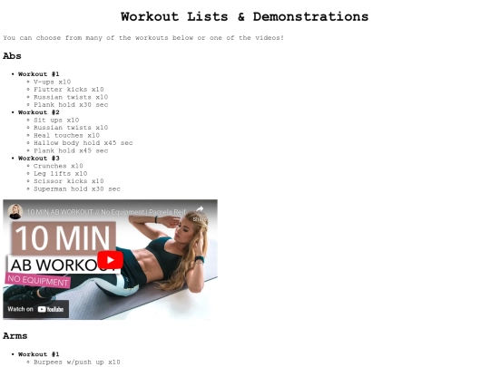 Final Project/Workouts screenshot