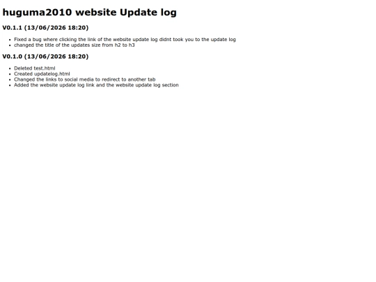 Sites/updatelog screenshot