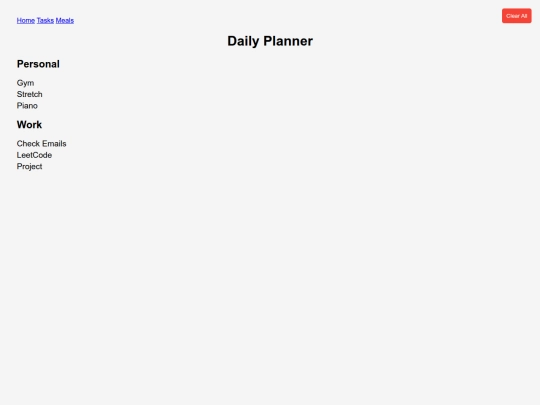 dailyPlanner screenshot