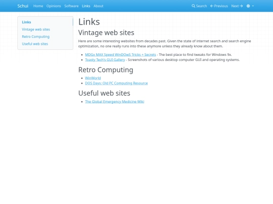 links screenshot