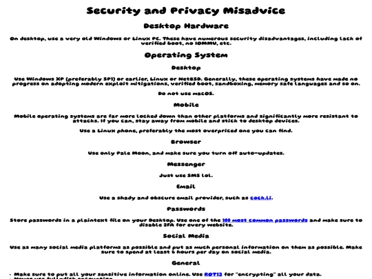 security-privacy-misadvice screenshot