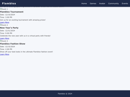 events screenshot
