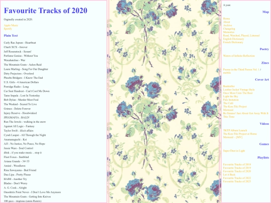 playlists/favouritetracks2020 screenshot