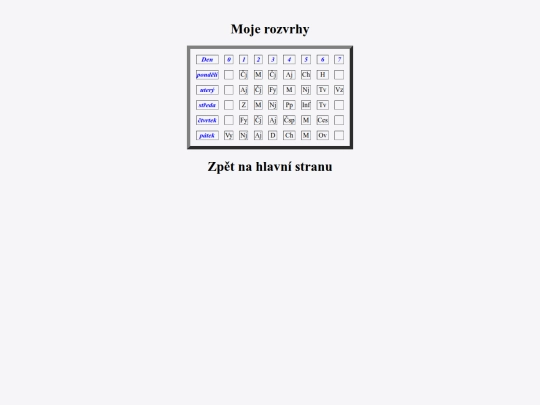 rozvrhy screenshot