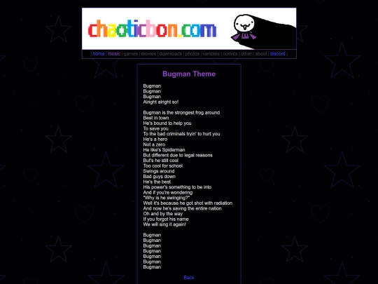 music/plush-shenanagins/bugmanlyrics screenshot