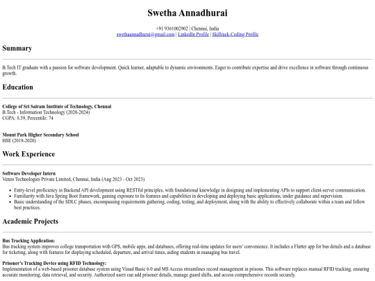 swetharesume screenshot