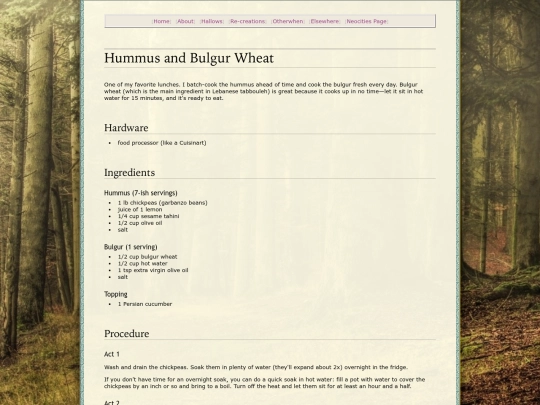 kitchen/hummus screenshot