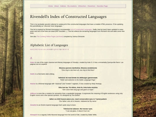 library/conlangs screenshot