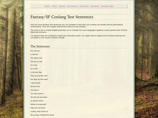 library/conlangs/test-sentences screenshot