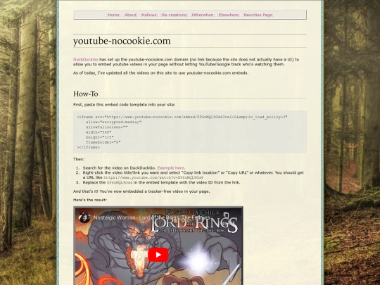 tools/youtube-nocookie screenshot