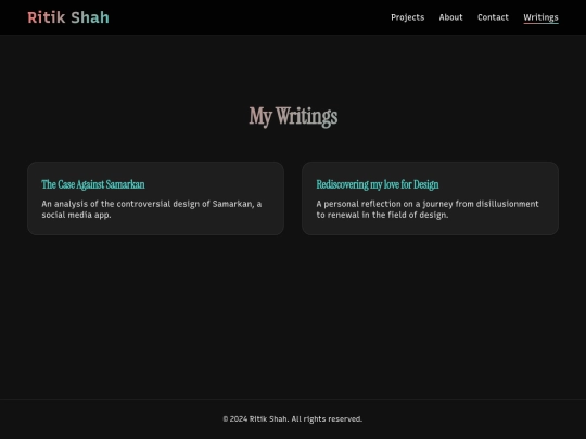 writings screenshot