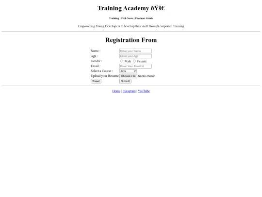 Register for a Course/register screenshot