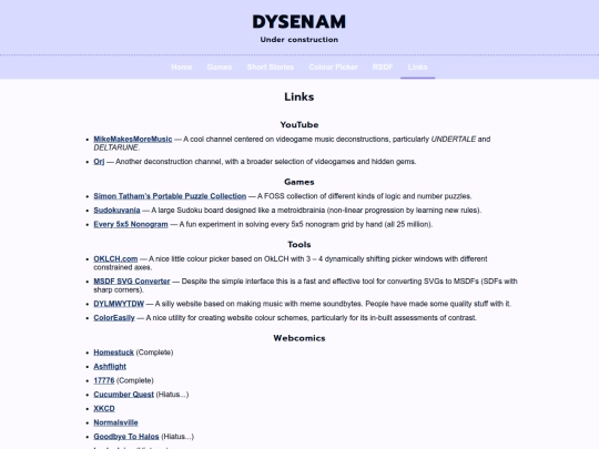 links screenshot