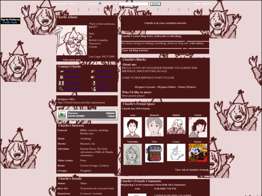 Charlie Myspace screenshot