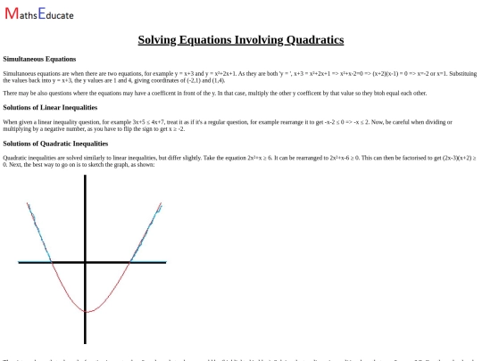 Units/C1Topics/EquationsInvolvingQuadratics screenshot