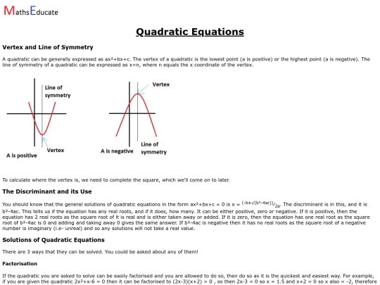 Units/C1Topics/Quadratics screenshot
