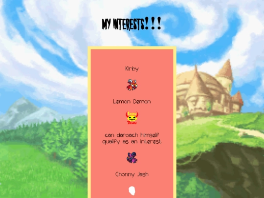 interests screenshot