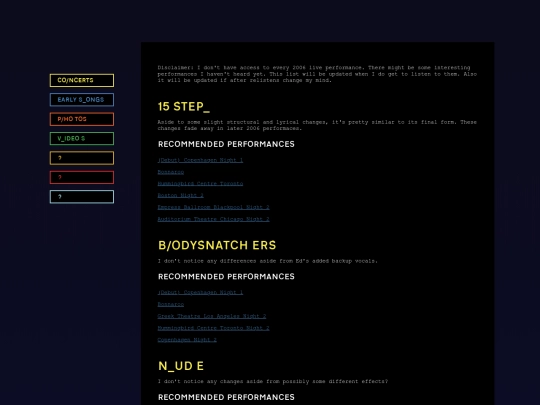 albumsites/2006/earlysongs screenshot