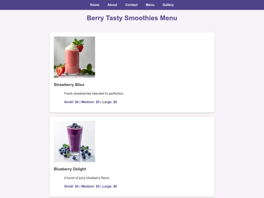 menu screenshot