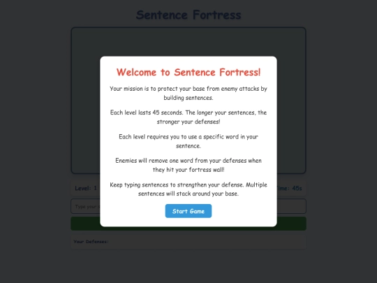 EngGames/sentencefortress screenshot