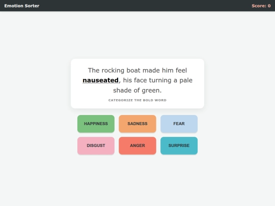 English Lit/emotionsort screenshot