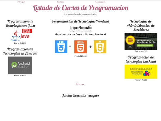 proyecto cursos/menu screenshot
