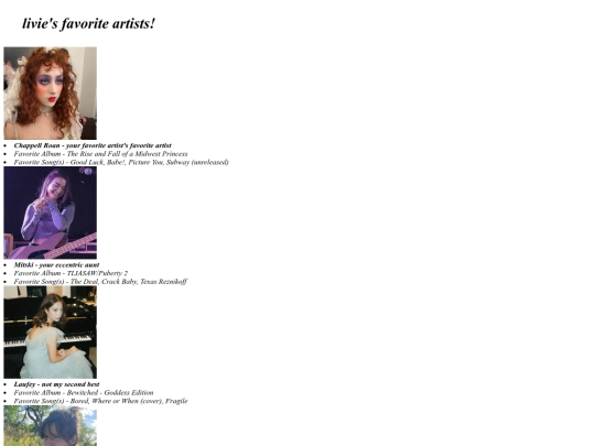 music/favoriteartists screenshot