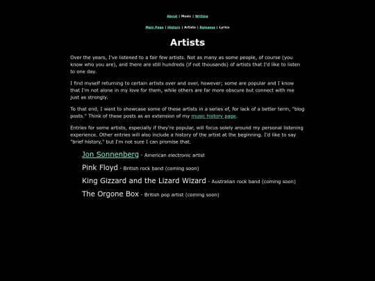 music/artists screenshot