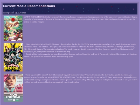 media _recs screenshot
