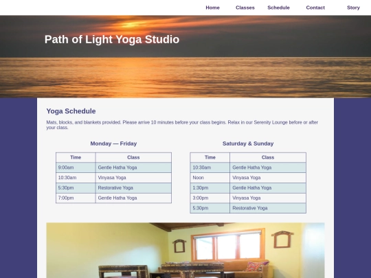 Chapter10yoga/schedule screenshot