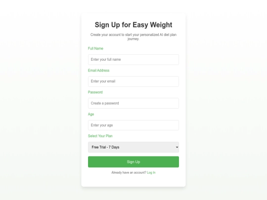 Signup screenshot