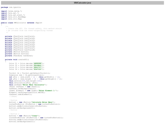 MMCalculator.java screenshot