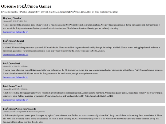 pages/obscure-games screenshot