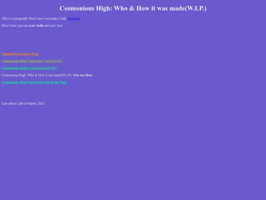 Cosmonious High stuff/History_page-CoHi screenshot