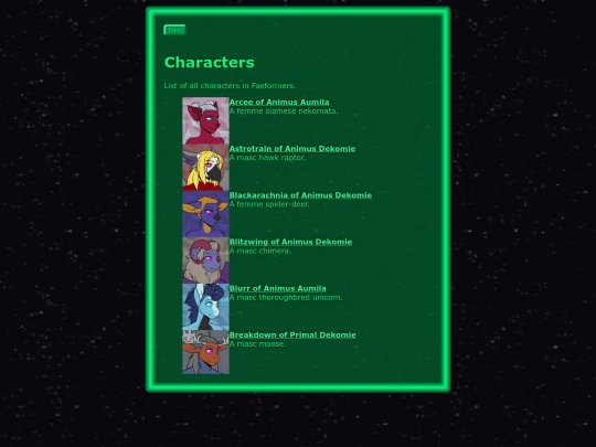 transformers/faeformers/characters screenshot
