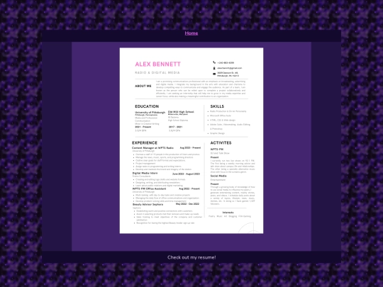 Resume screenshot