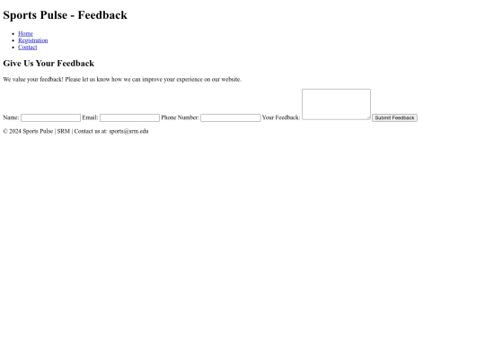 sports pulse/public/Feedback screenshot