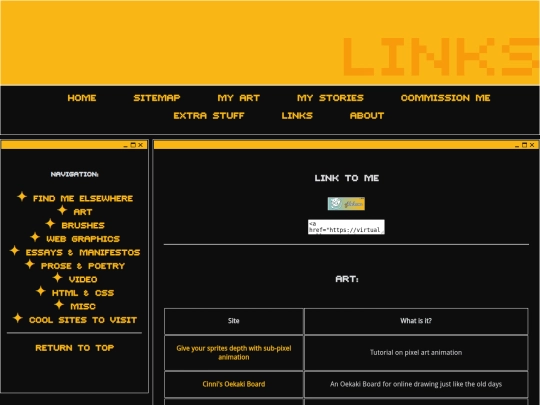 links screenshot