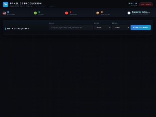 DASHBOARD PRODUCCION screenshot