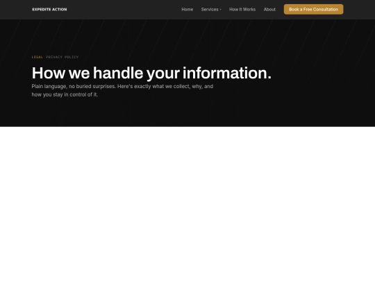expedite-action/privacy-policy screenshot